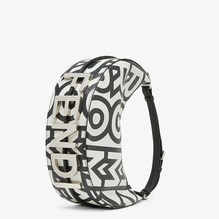 Cheap HOT Fendi Capsule Black White Bag Fendi Roma In Fendigraphy Small Leather Hobo 0820